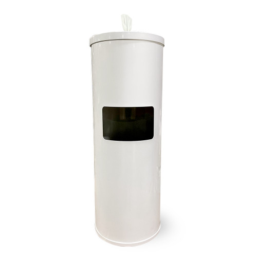 White Powder Coated Wipes Floor Dispenser with Door